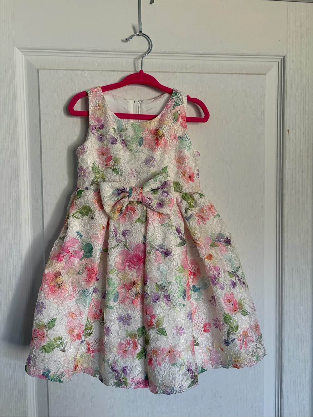 Bonnie Jean 2T White Floral Lace Party Dress with Bow